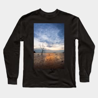 Lonely tree at muddy beach at sunset Long Sleeve T-Shirt